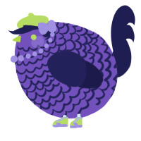 A blurple and navy chicken with a lace pattern