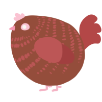 A russet and red chicken with a bar pattern