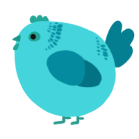 A aqua and sea chicken with a neck-band pattern