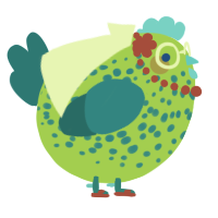 A grass and sea chicken with a speckle pattern