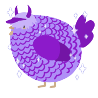 A lilac and violet chicken with a lace pattern