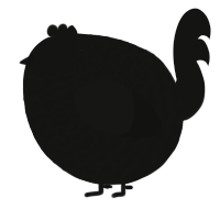 A black chicken with a lace pattern