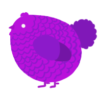 A amethyst and violet chicken with a lace pattern
