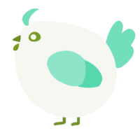 A white and mint chicken
