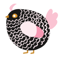 A sable and rose chicken with a lace pattern