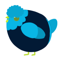 A tumblr and cerulean chicken with a head pattern
