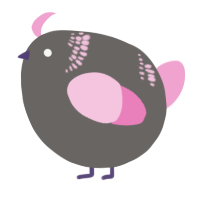 A grey and pink chicken with a neck-band pattern