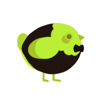 A sable and chartreuse chicken with a head pattern