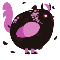 A sable and orchid chicken with a neck-speckle pattern