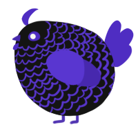 A black and indigo chicken with a lace pattern