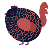 A tumblr and red chicken with a lace pattern