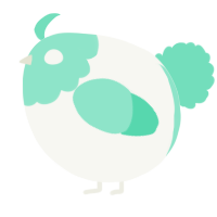 A white and mint chicken with a head pattern