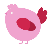 A pink and crimson chicken