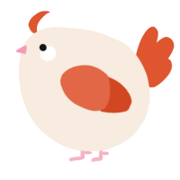 A cream and vermilion chicken