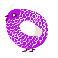 A amethyst and white chicken with a lace pattern