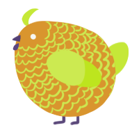 A orange and lime chicken with a lace pattern