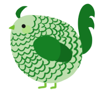 A gluppy and leaf chicken with a lace pattern