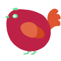 A crimson and vermilion chicken