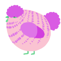 A rose and orchid chicken with a bar pattern