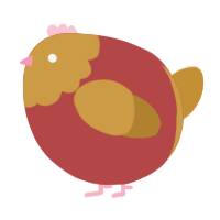 A red and gold chicken with a head pattern
