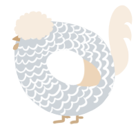 A mist and cream chicken with a lace pattern