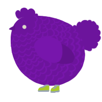 A violet chicken with a lace pattern