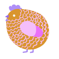 A orange and lavender chicken with a lace pattern