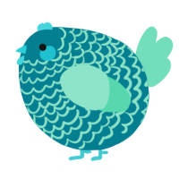 A sea and mint chicken with a lace pattern