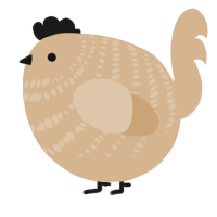 A beige chicken with a bar pattern