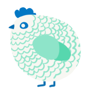 A white and mint chicken with a lace pattern