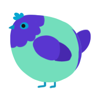 A mint and indigo chicken with a head pattern