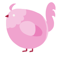 A pink chicken with a head pattern
