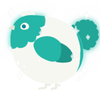 A white and turquoise chicken with a head pattern