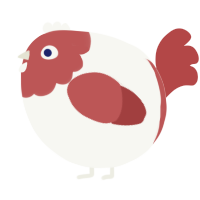 A white and red chicken with a head pattern