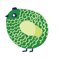 A viridian and lemon chicken with a lace pattern