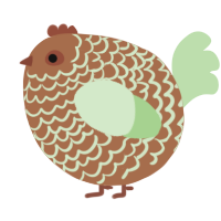 A brown and gluppy chicken with a lace pattern