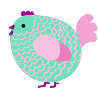 A mint and pink chicken with a lace pattern
