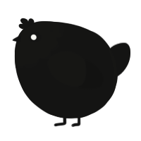 A black chicken with a head pattern