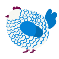 A white and sapphire chicken with a lace pattern