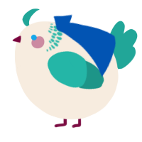 A cream and turquoise chicken with a neck-band pattern