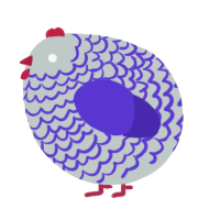 A silver and indigo chicken with a lace pattern