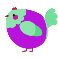 A amethyst and spring chicken with a head pattern