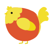 A vermilion and yellow chicken with a head pattern