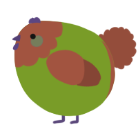 A chartreuse and russet chicken with a head pattern