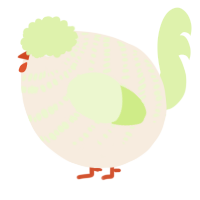 A cream and apple chicken with a bar pattern
