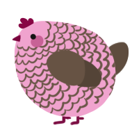 A pink and bark chicken with a lace pattern