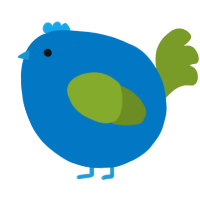 A sapphire and chartreuse chicken