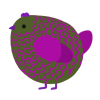 A olive and plum chicken with a lace pattern