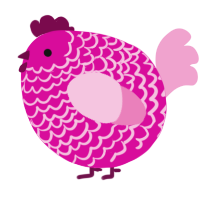 A fuchsia and pink chicken with a lace pattern