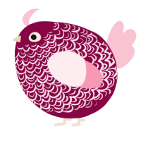 A maroon and rose chicken with a double-lace pattern